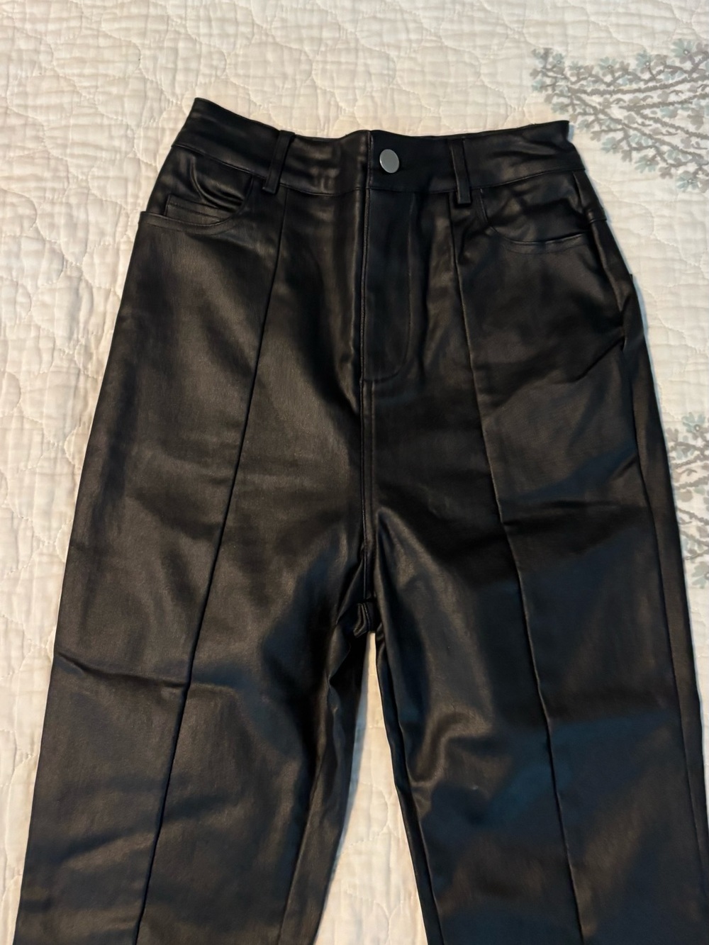 White Fox Faux Leather Pants